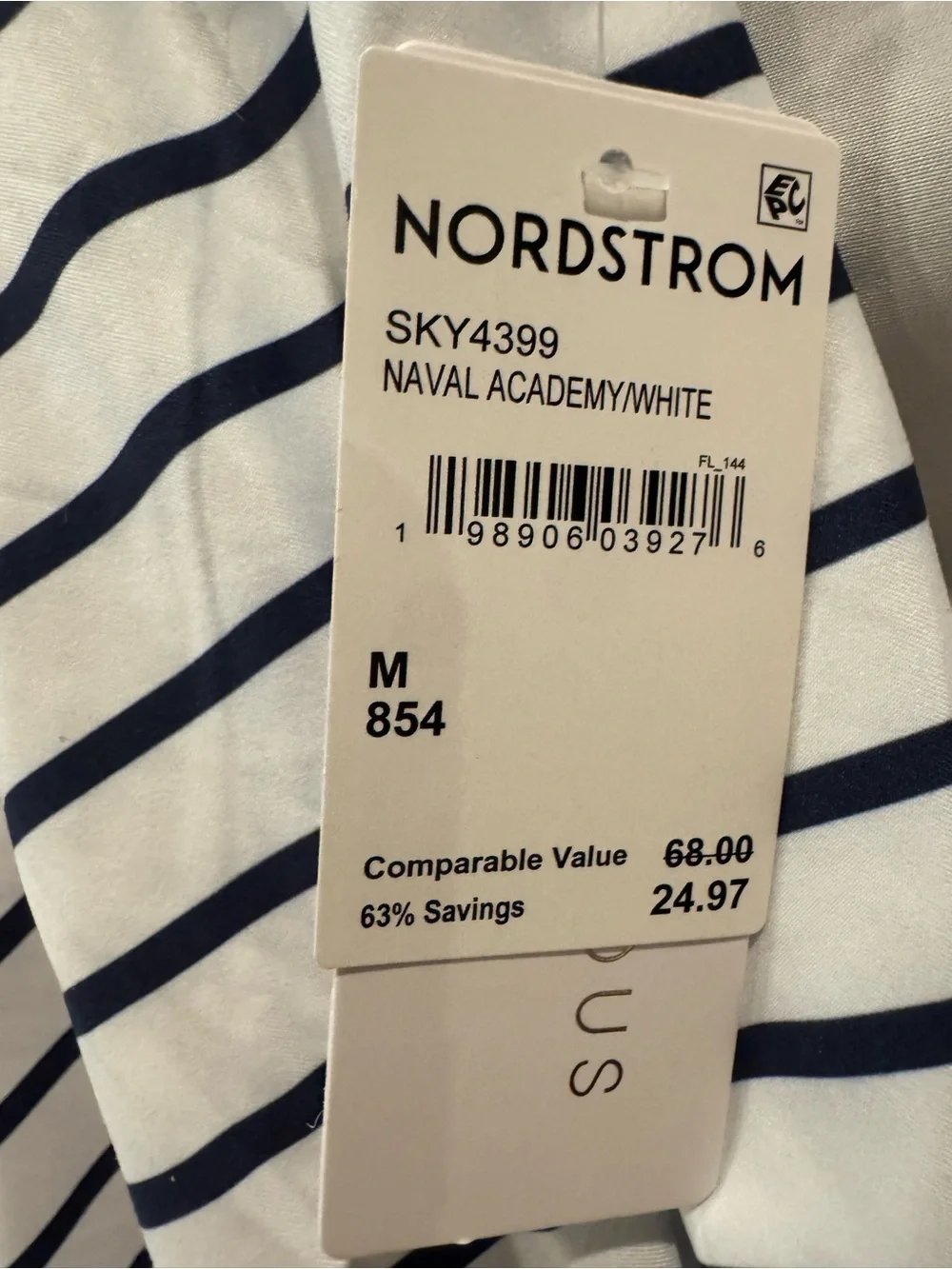 Striped A-Line Skort in Navy and White
